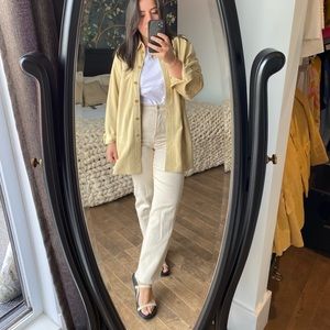 Straight leg cream denim pants from Aritzia. High waisted, cropped